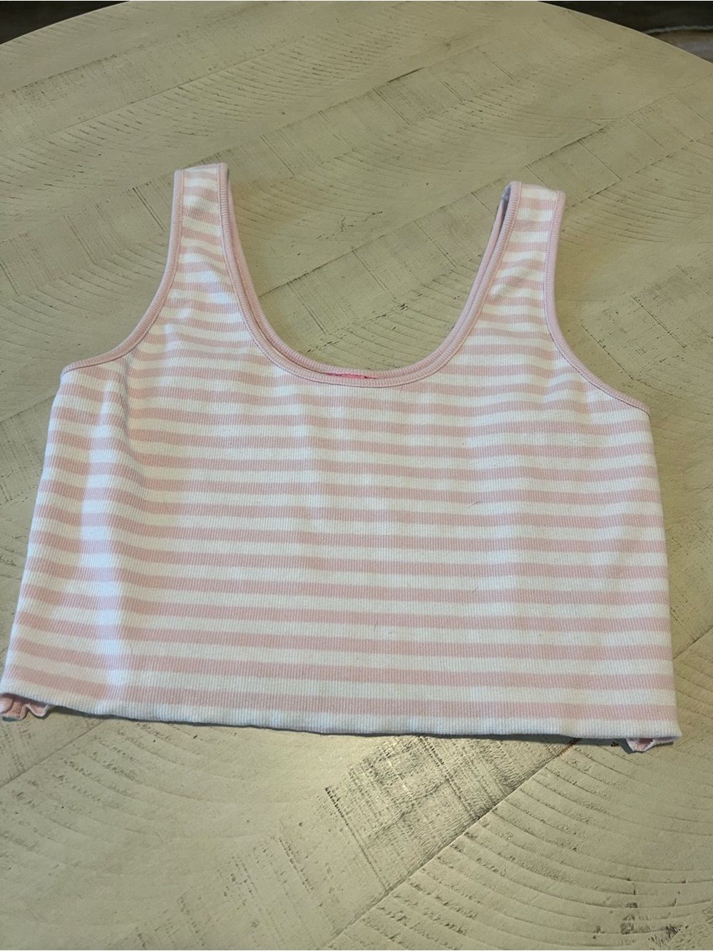 Stoney Clover Lane Pink & White Striped Crop Tank